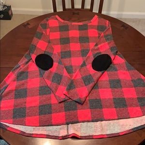 Plaid shirt with elbow patches